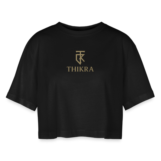 ThiKra's Premium Oversized Cropped Fitshirt / Women - black