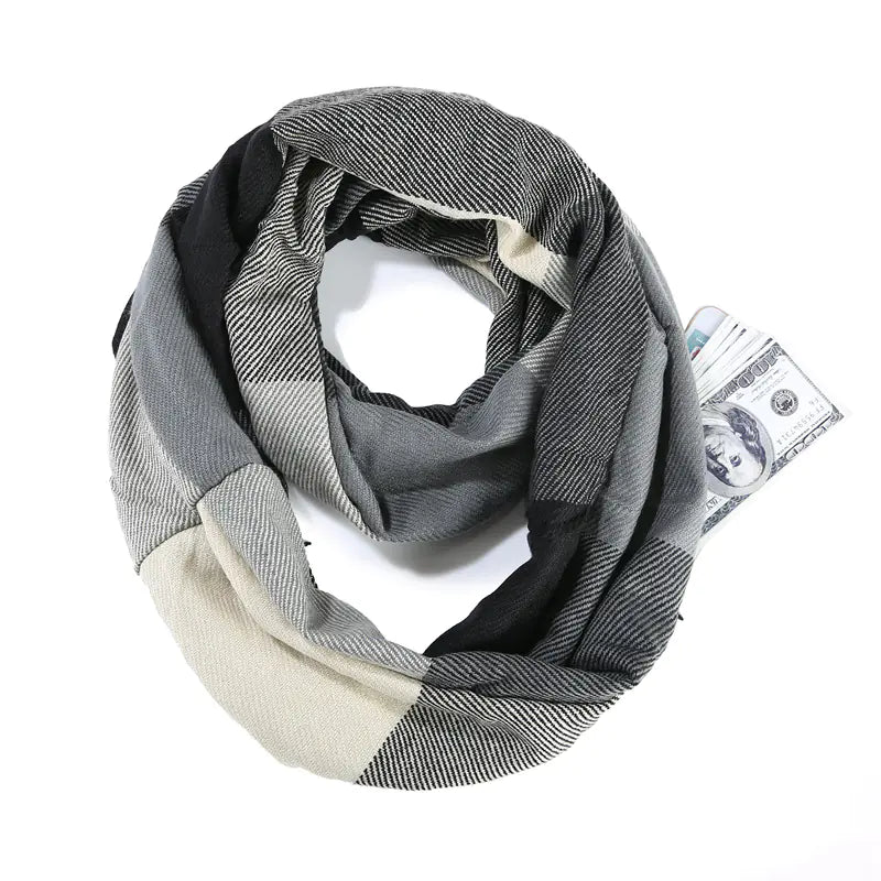 Cashmere-like Scarf with Hidden Zipper Closure